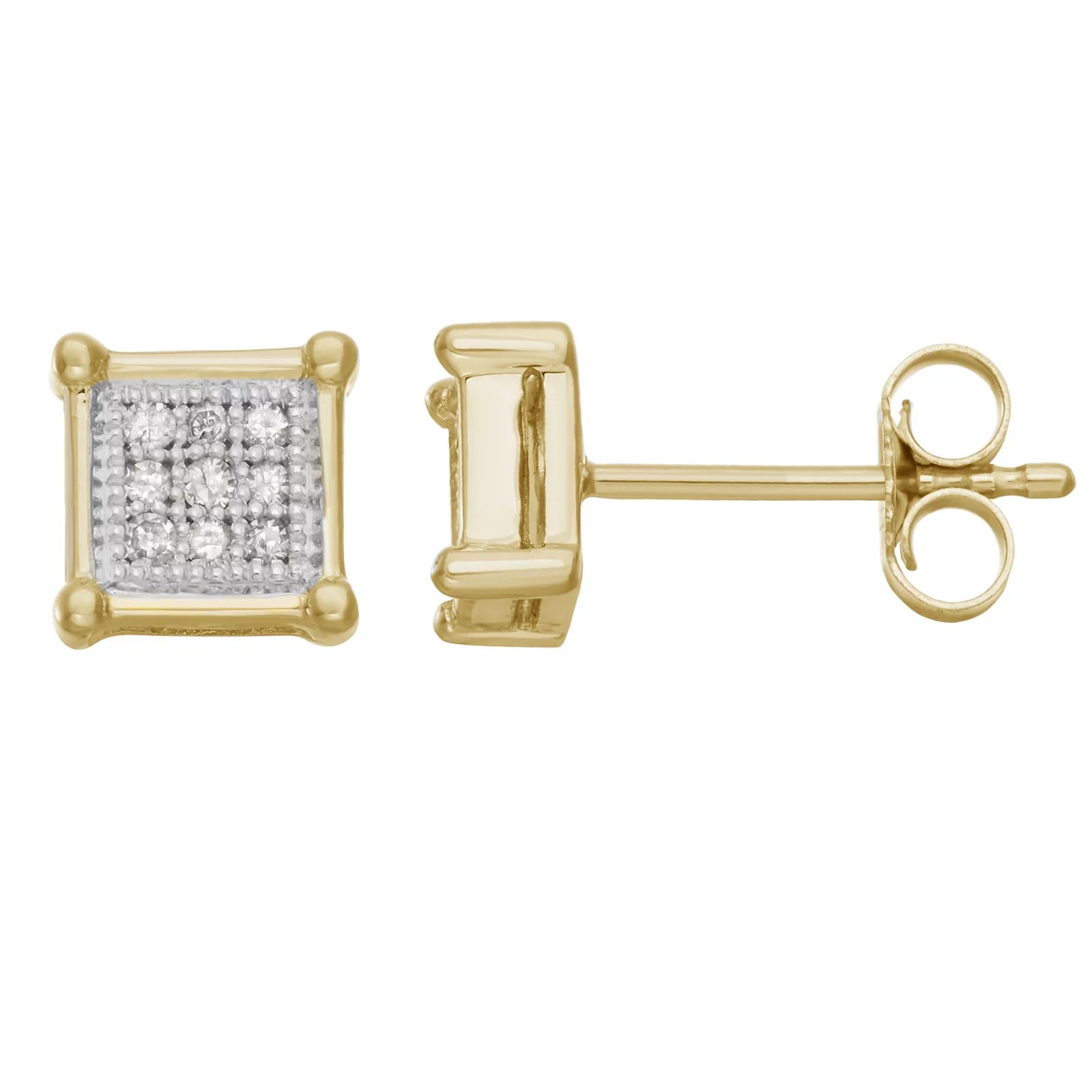 HDI 10k Yellow Gold 0.10 Carat T.W. Square Diamond Earrings, Women's | Kohl's