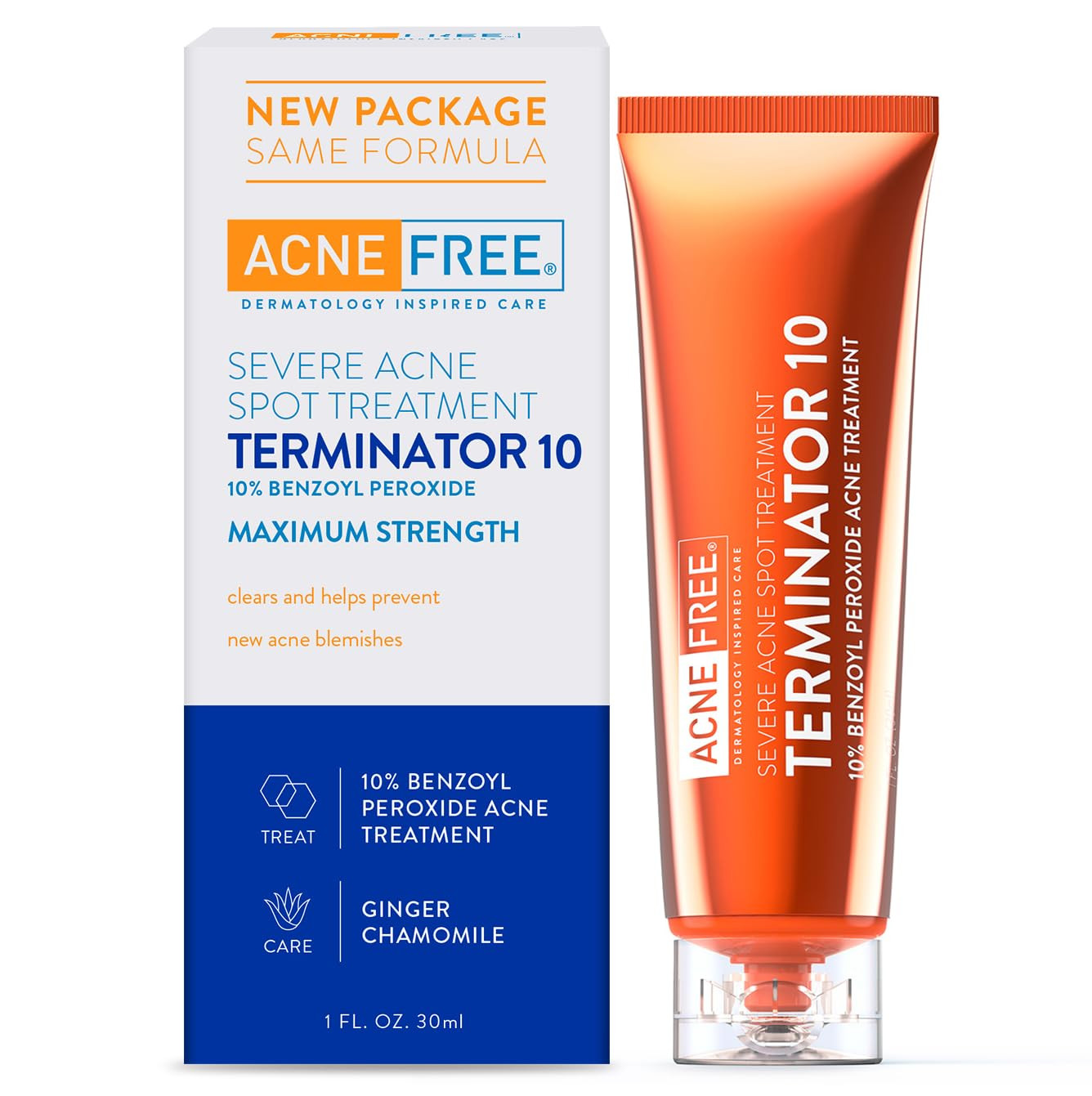 AcneFree Terminator 10 Acne Spot Treatment with Benzoyl Peroxide 10% Maximum Strength Acne Cream ... | Amazon (US)