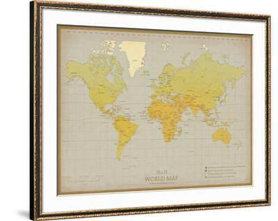 Vintage World Map Framed Art | Art.com