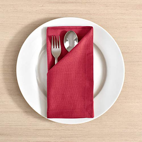 Fingercraft Cloth Napkins in Cotton Linen Blend Fabric Set of 12 Mitered Corners for Every Day Use Pre Shrunk and Good Absorbency Christmas Cloth Napkin, Red | Amazon (US)