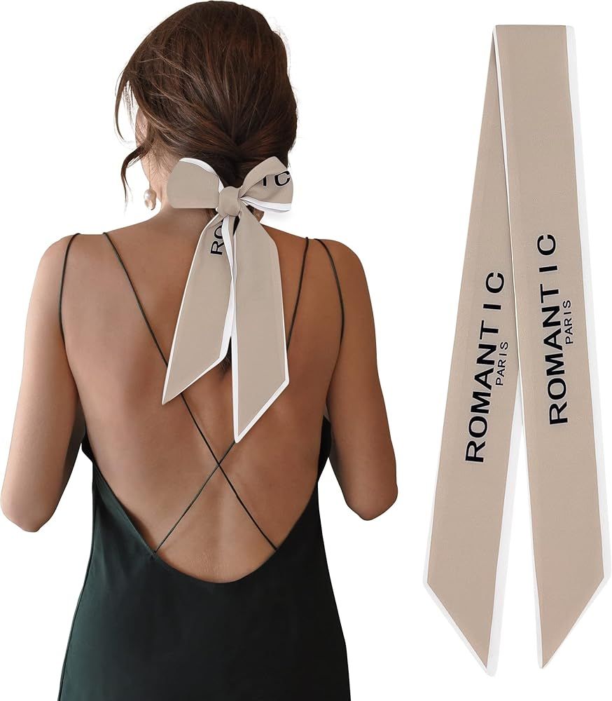 Designer Letter Printed Neckerchief Fashion Hair Slim Bandeau Handbag Handle Ribbon Scarf for Wom... | Amazon (US)