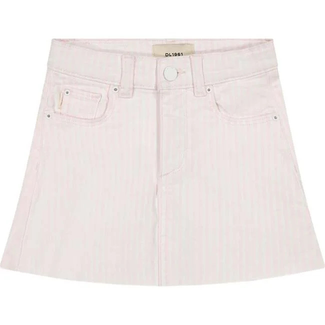 DL1961 | Jenny Mini Skirt Girl, Pink Stripe (Multicolor, Size 16Y) | Maisonette | Maisonette