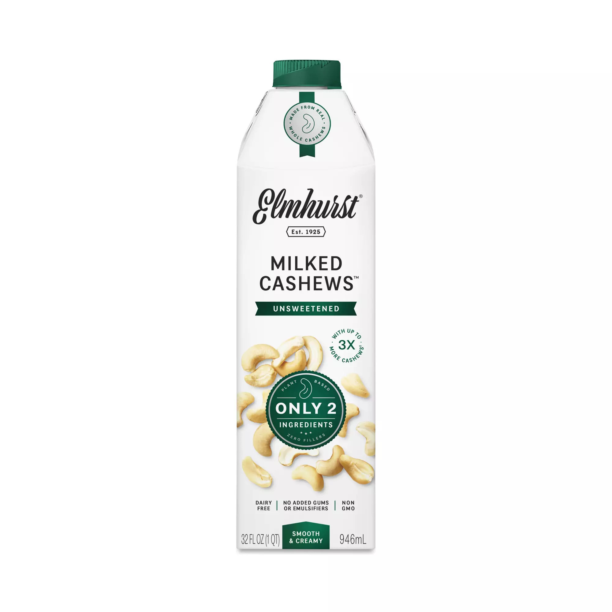 Elmhurst Unsweetened Milked Cashews 32 fl oz carton | Thrive Market