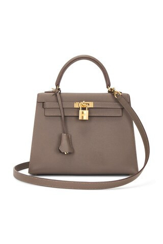 hermes Hermes Epsom Kelly 25 Handbag in Etain - Grey. Size all. | FWRD 