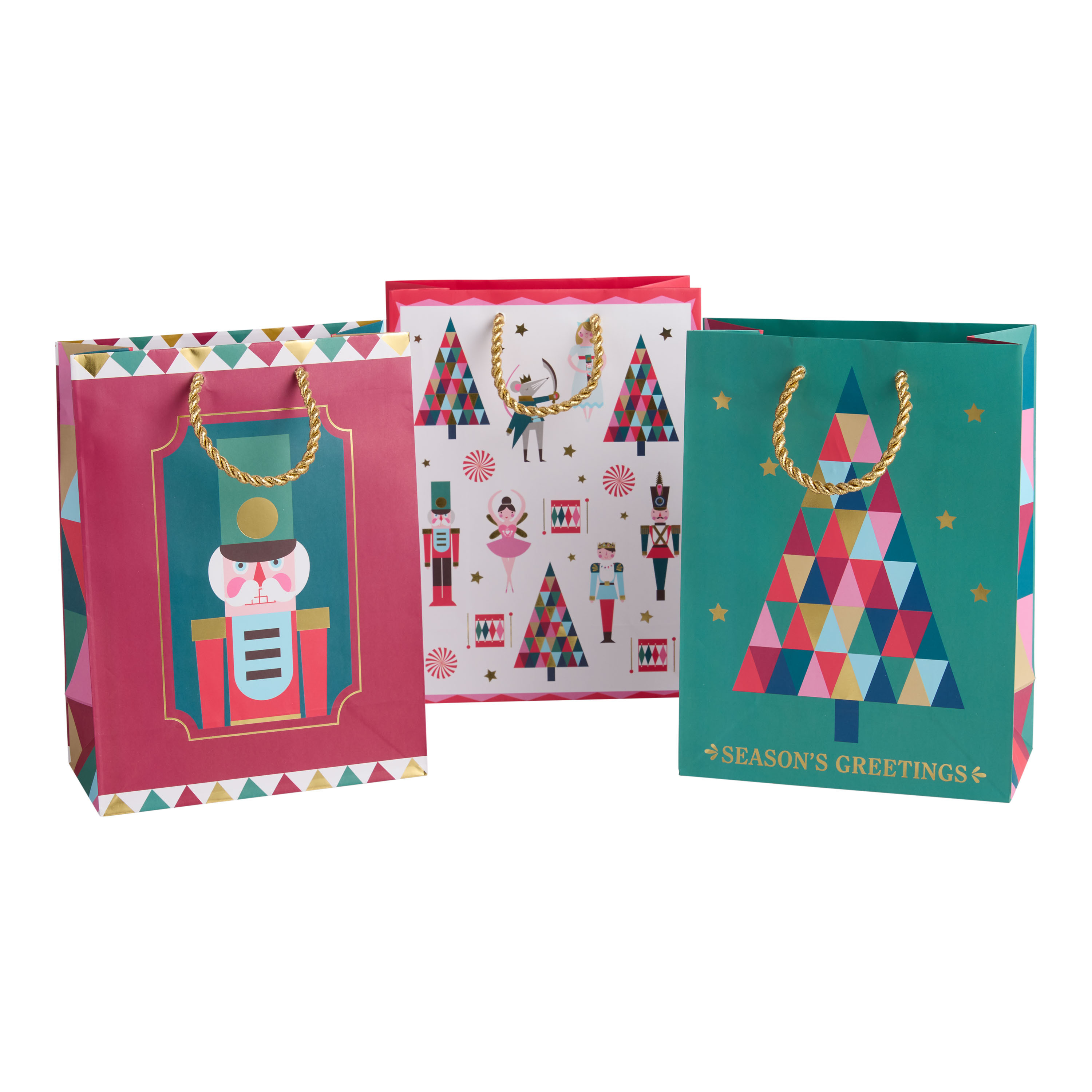 Medium Nutcracker Holiday Gift Bags 3 Pack | World Market