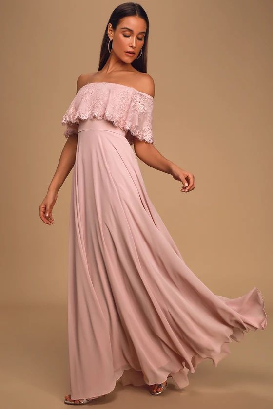 Everlasting Love Dusty Lavender Lace Off-The-Shoulder Maxi Dress | Lulus (US)