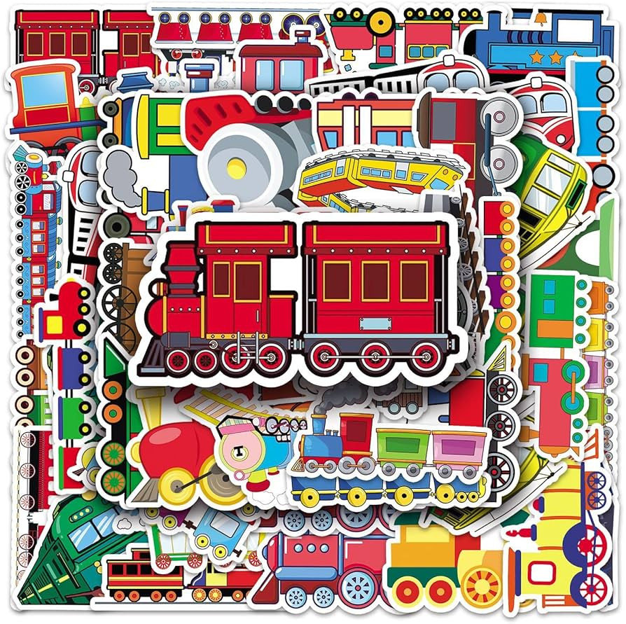 Train Stickers, 50Pcs Vinyl Waterproof Trains Stickers for Water Bottles, Laptop, Notebook, Scrap... | Amazon (US)