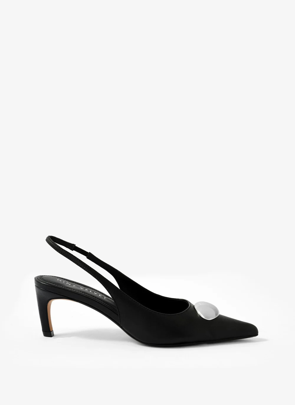 Ren Black Leather Sling Back Heels | Mint Velvet
