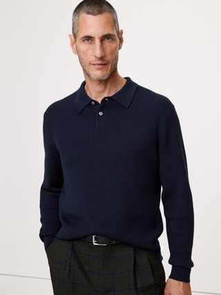 Merino Waffle-Knit Sweater Polo Shirt | Banana Republic (US)