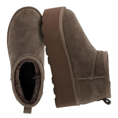 Cushionaire Hippy Women’s Suede Platform Ankle Boots – Water-Resistant Genuine Suede Faux Fur Lining Cozy Winter Slip-On Design Comfortable Footwear with Wide Widths Available | Walmart (US)