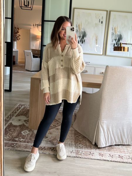 Wearing a small in oversized Henley sweater and small in ribbed leggings (30% off with TAKE30)// fall outfit, casual outfit, pink lily // 

#LTKsalealert #LTKstyletip #LTKunder50