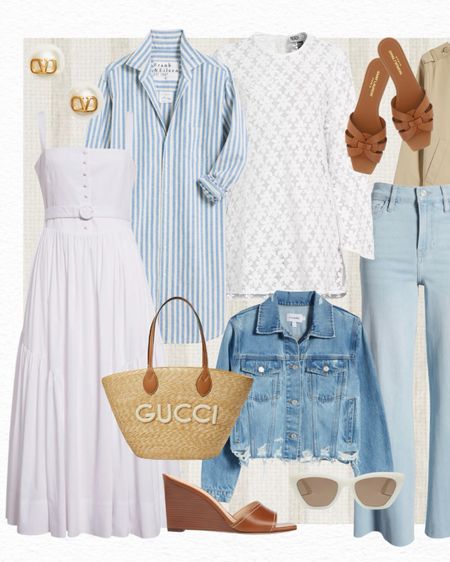 Shades of faded blue and white combined with neutral accessories is always elegant and sophisticated. The striped shirt dress and Rails one above easy pieces to wear all summer long! Finally, don’t forget to invest in neutral accessories to pull your outfits together!

#LTKItBag #LTKSeasonal #LTKStyleTip