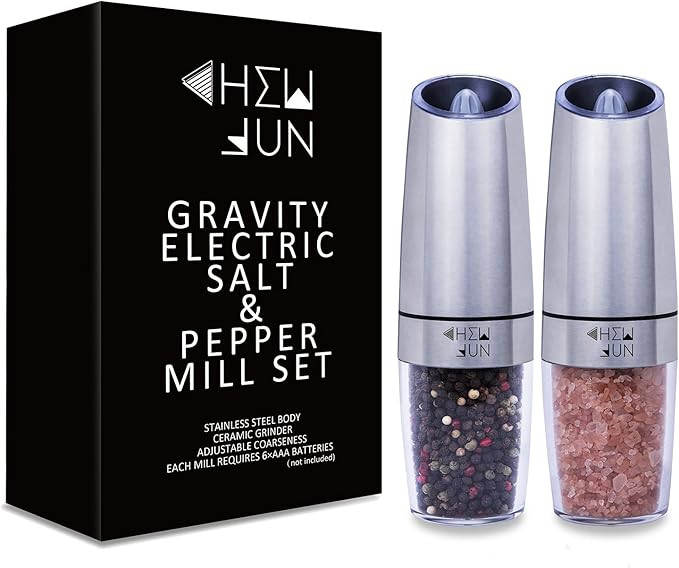 Gravity Electric Salt and Pepper Grinder Set with Adjustable Coarseness Automatic Pepper and Salt... | Amazon (US)