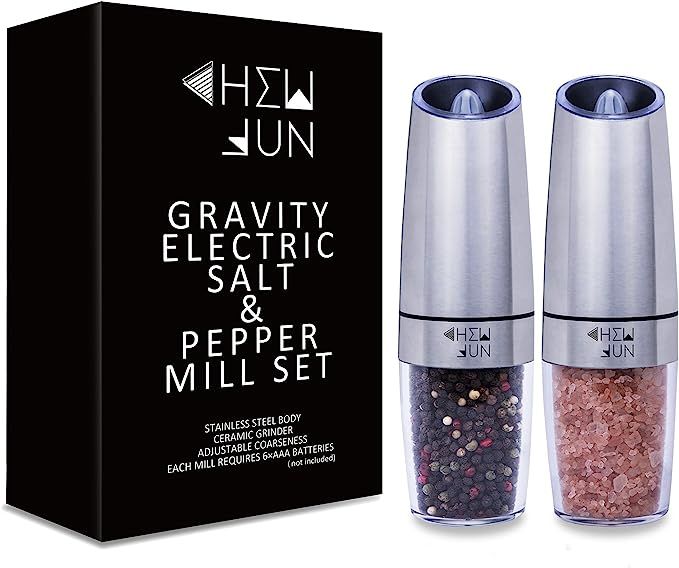 Gravity Electric Salt and Pepper Grinder Set with Adjustable Coarseness Automatic Pepper and Salt... | Amazon (US)