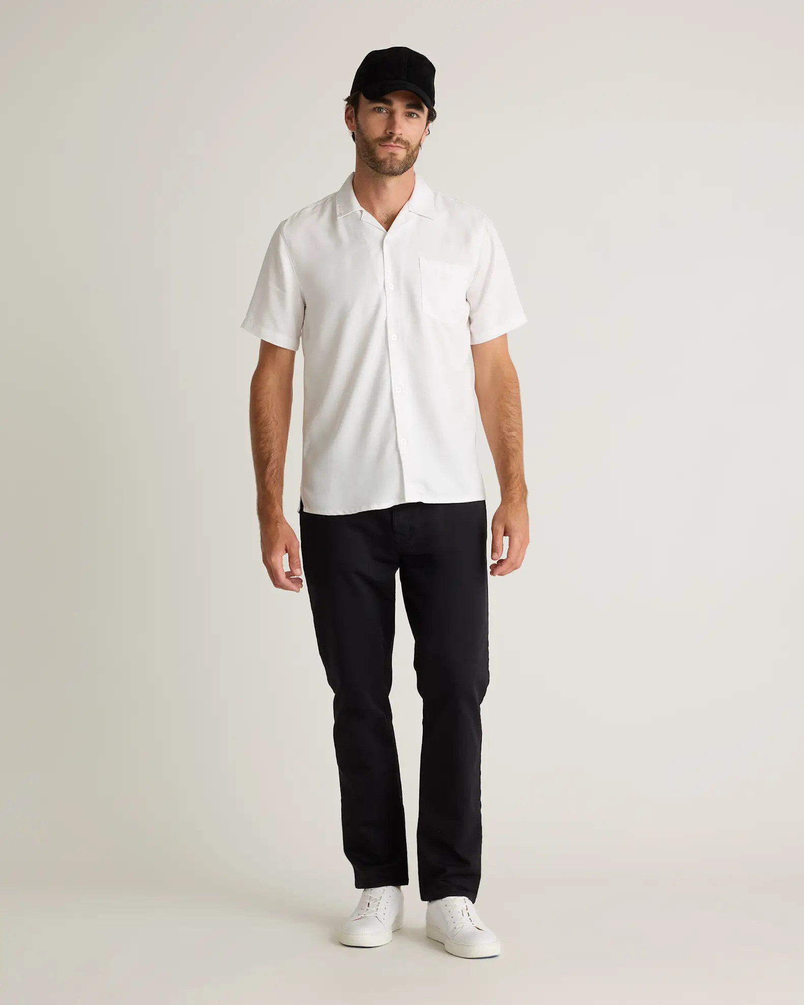 White Vintage Wash Tencel Camp Shirt | Quince