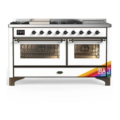 Majestic III Series 60 Inch Dual Fuel Range with 7 Sealed Burners, Griddle, Frenchtop in RAL (Natural Gas, Burnished Trim) | Wayfair North America