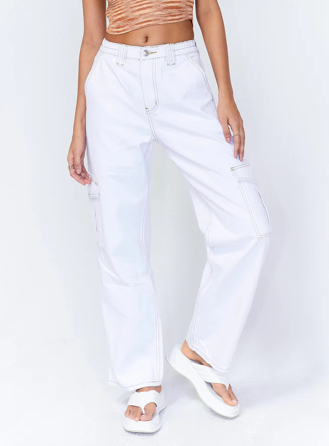Utility Cargo Denim Jeans White | Princess Polly US