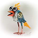 Alpine Corporation JUM450HH Alpine 11" Tall Metal Wide-Eyed Bird Standing Yard Statue Decoration, Mu | Amazon (US)