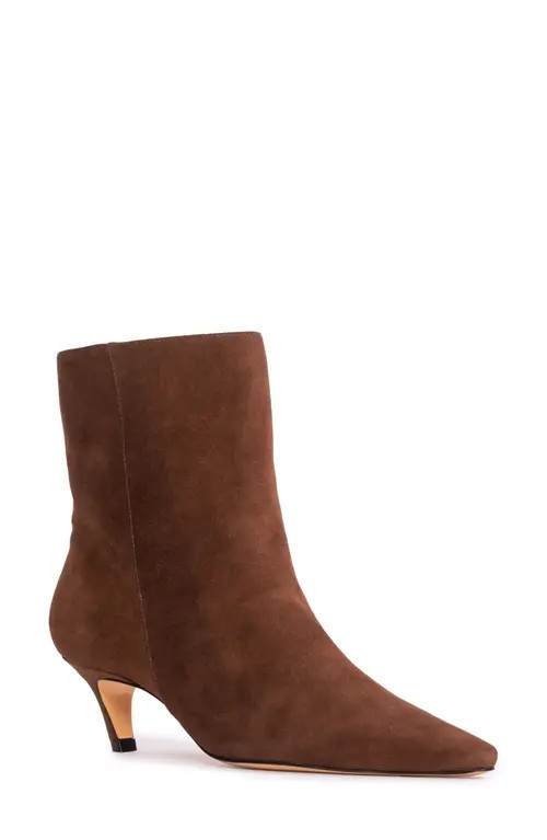 BLACK SUEDE STUDIO Avenue 50 Pointed Toe Kitten Heel Bootie in Brown Kid Suede at Nordstrom, Size 12Us | Nordstrom