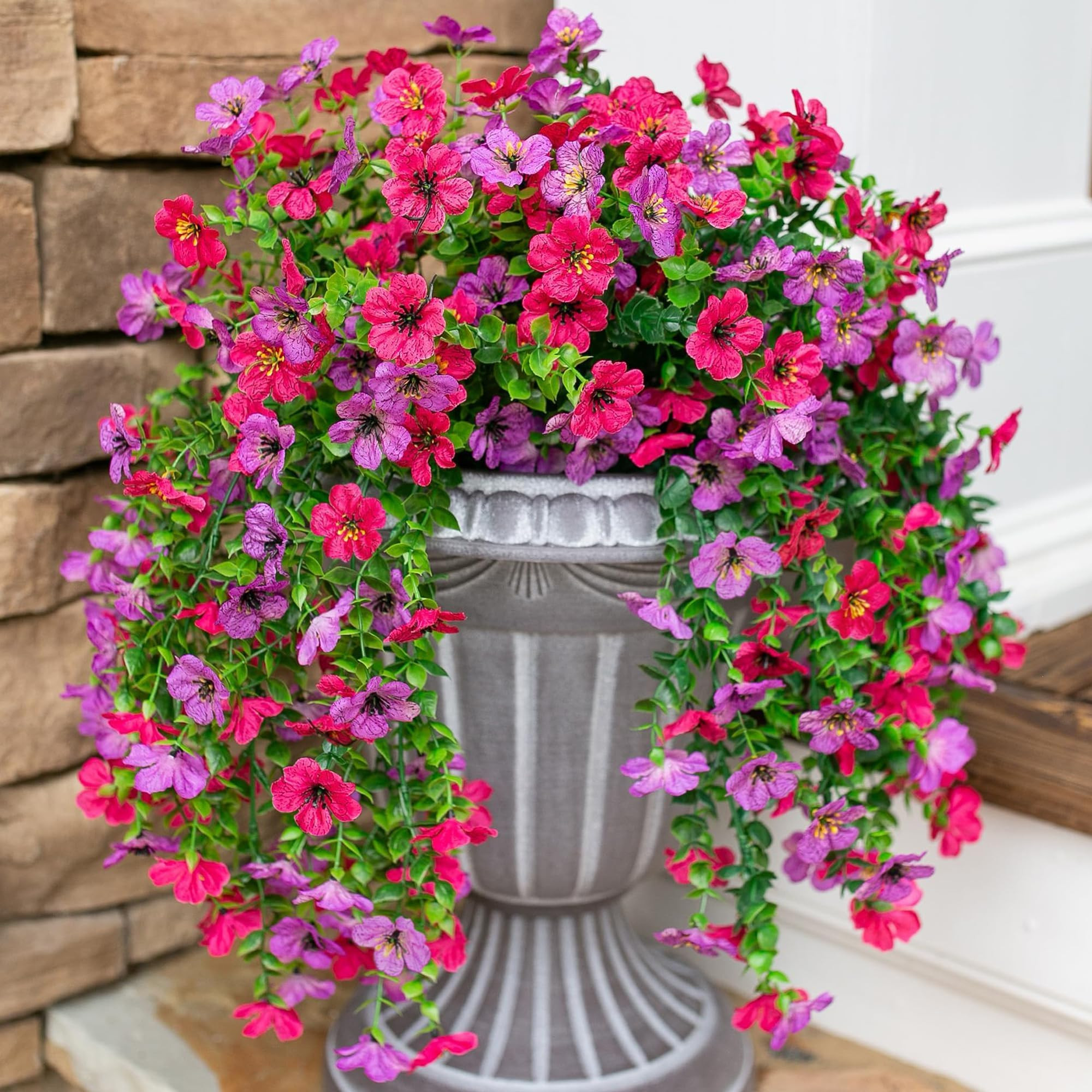 HyeFlora Artificial Flowers for Outdoors Fake Hanging Decoration, 2Pcs Purple and Hotpink Spring ... | Amazon (US)