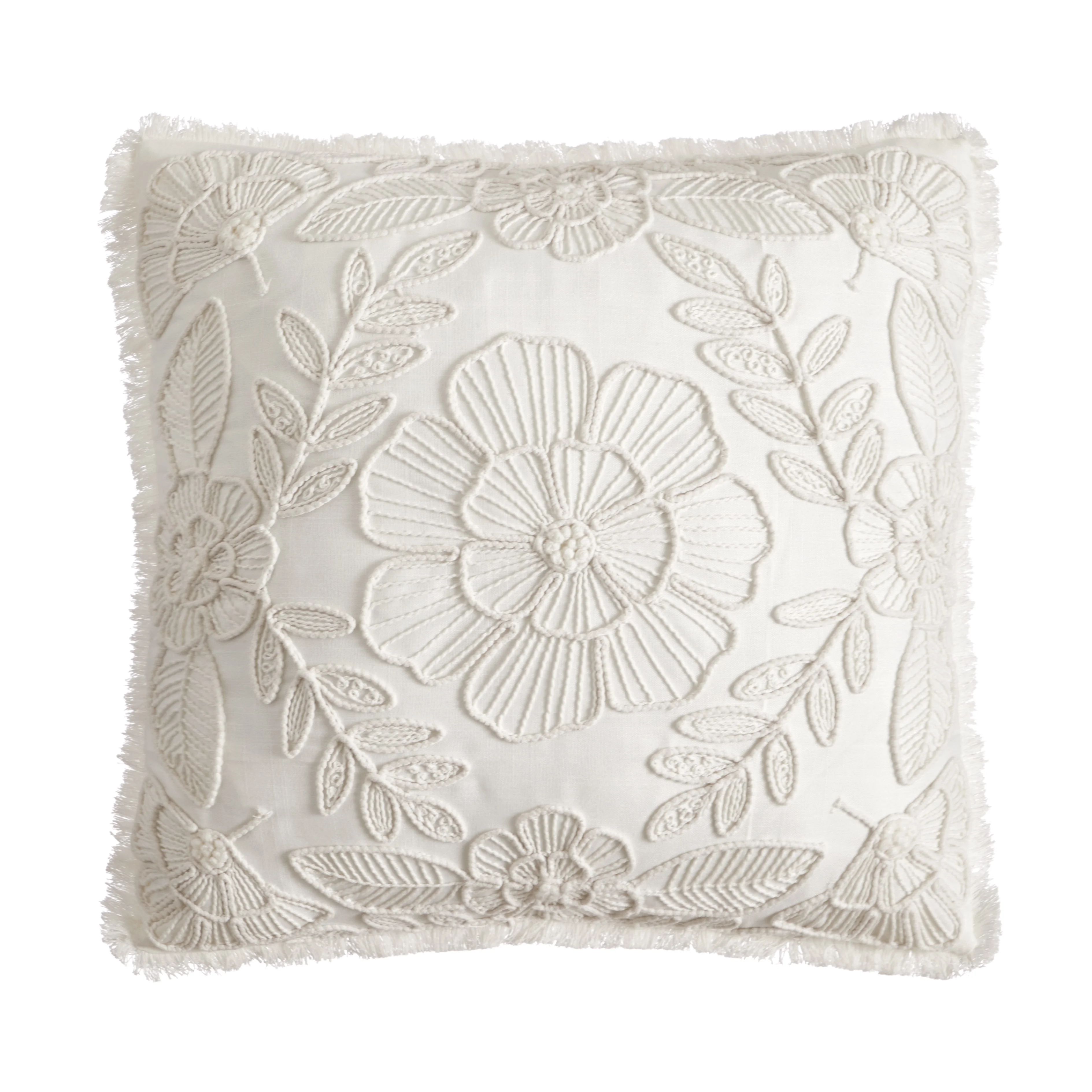 Stylehouse White Embroidered 20" x 20" Pillow, 1 Each - Walmart.com | Walmart (US)