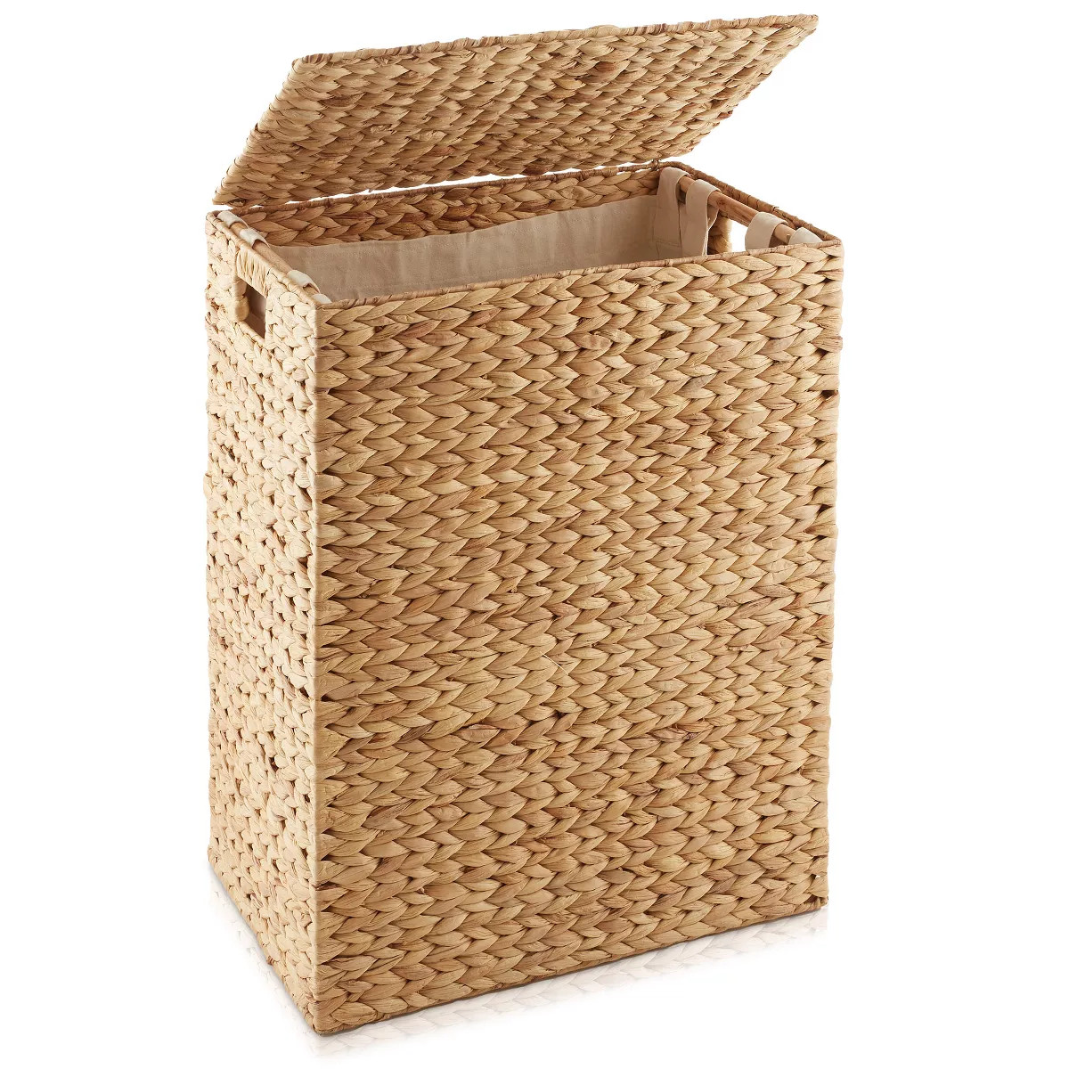 Casafield Large Laundry Hamper with Lid and Removable Liner Bag - Natural, Woven Water Hyacinth L... | Target