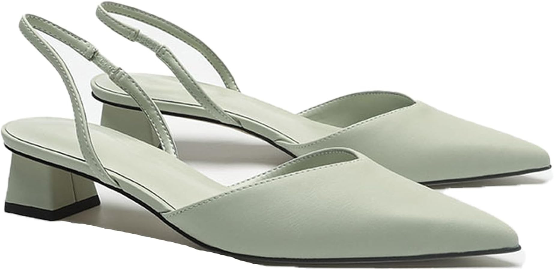 Women's Closed Pointed Toe Mules Sandal,Slingback Slip On Wedding Dress Pumps Fashion Chunky Heel... | Amazon (US)