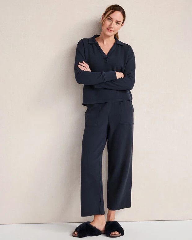 Organic Cotton Waffle Straight Leg Pants | Talbots