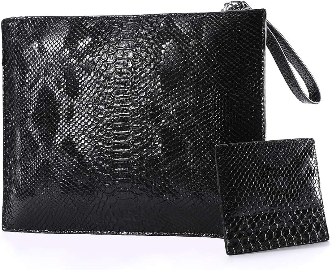 Women Clutches Fashion Snakeskin PU Leather Party Envelope Purse Bag with Hand Strap | Amazon (US)