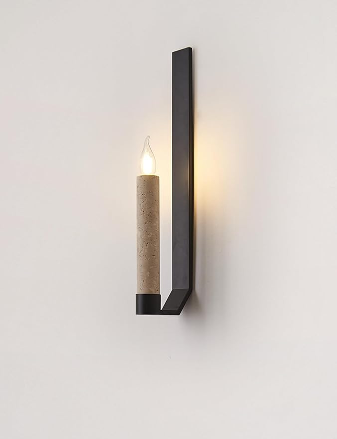 21.6-inch Modern Linear Wall Sconce Alabaster Natural Marble Light Fixture Art Deco Black Minimal... | Amazon (US)