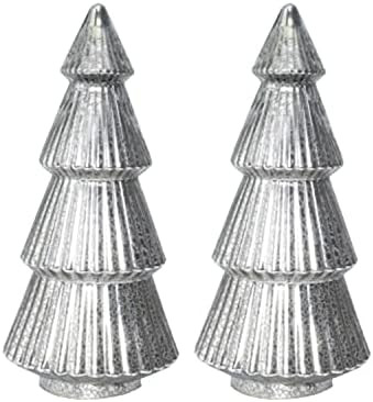 Yimiyaa 2PCS Christmas Ornaments Set Tower Shaped Glass Xmas Tree with LED Lights, Four Storey Cl... | Amazon (US)