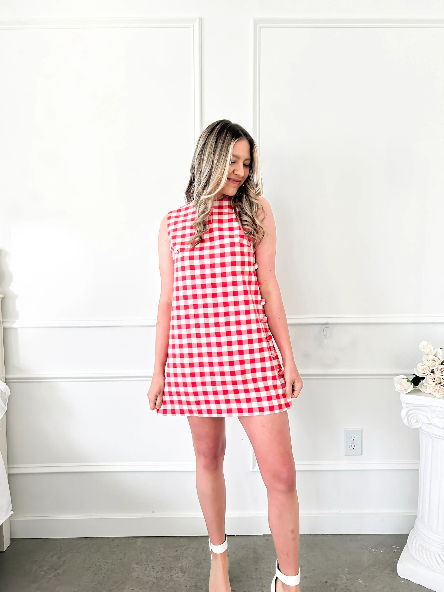 Tied in Checks Red Gingham Mini Dress | Flourish in Frills