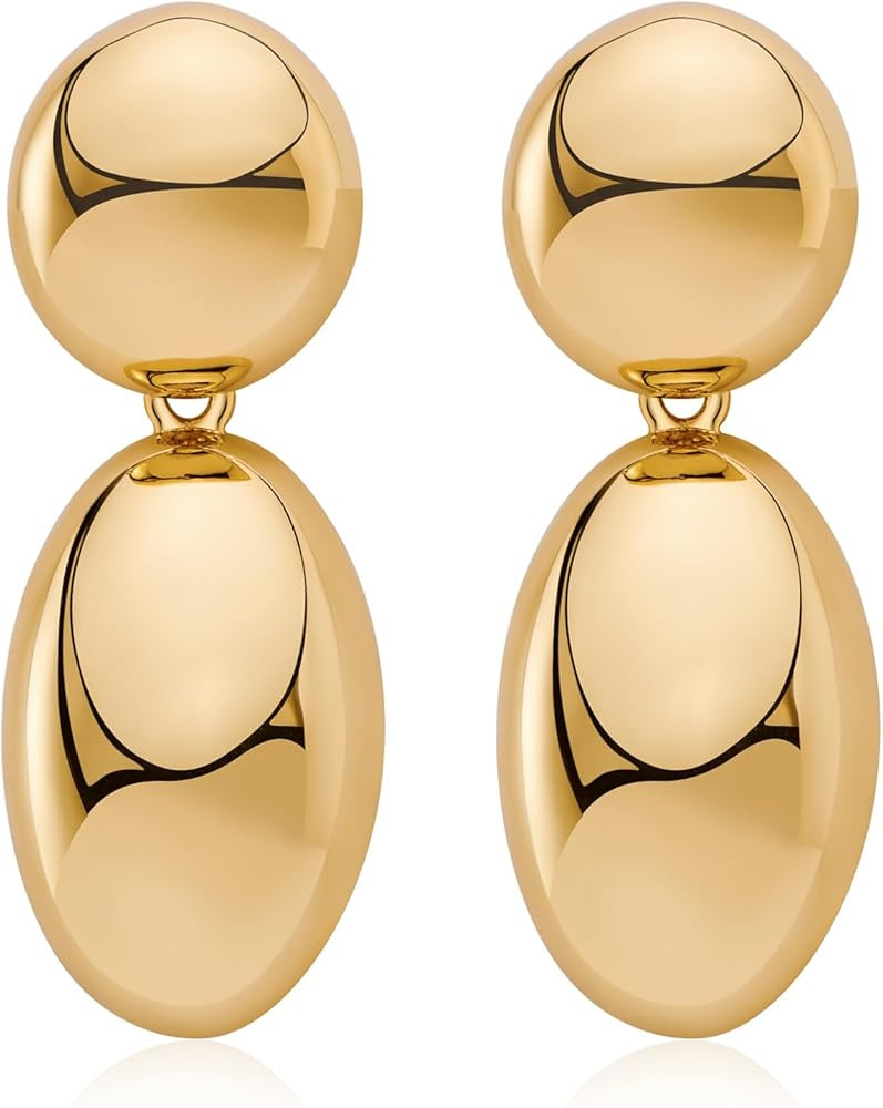 Gold Dangle Earrings for Women Geometric Oval Dangle Earrings Gold Statement Earrings Fashion Jew... | Amazon (US)