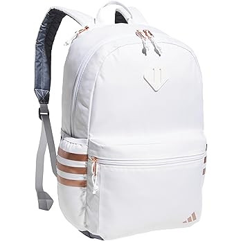 adidas 3-Stripe Classic Backpack for Men and Women, Bag with Laptop Sleeve, White/Rose Gold/5.0, ... | Amazon (US)