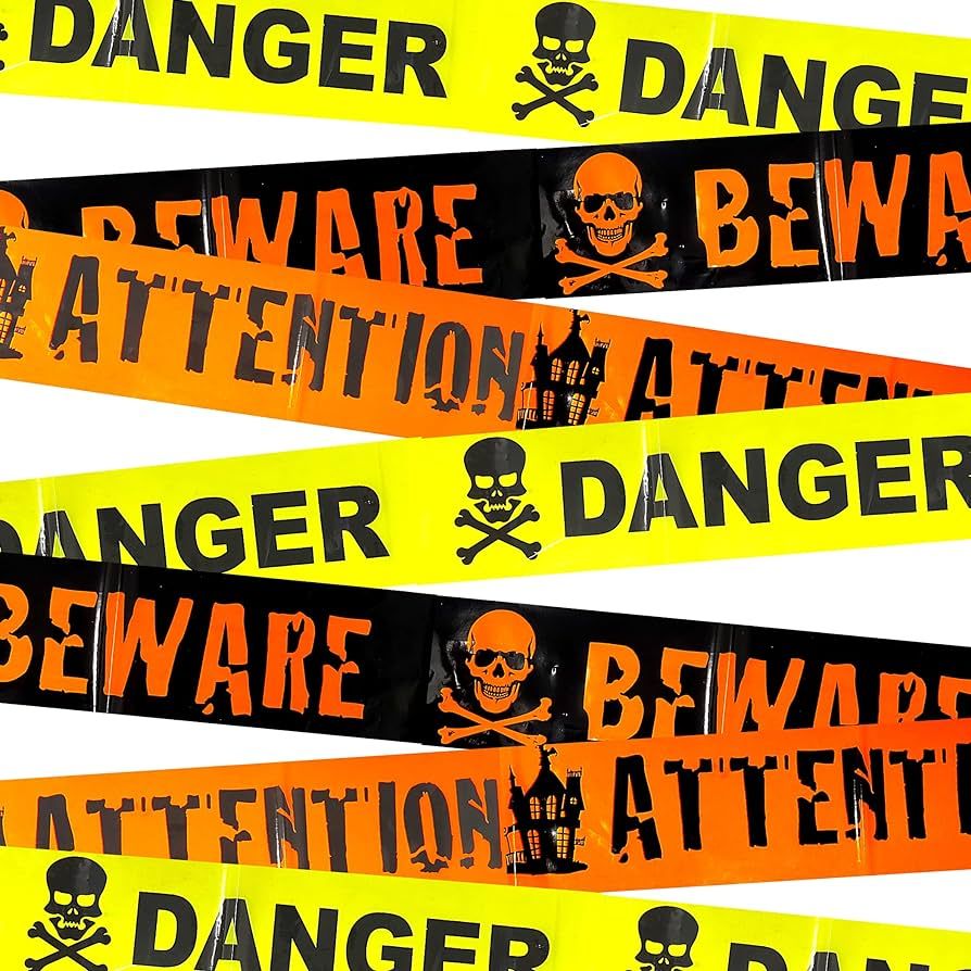 Needzo Halloween Door Decorations, Decorative Caution Tape That Reads Danger Beware Attention, 30... | Amazon (US)
