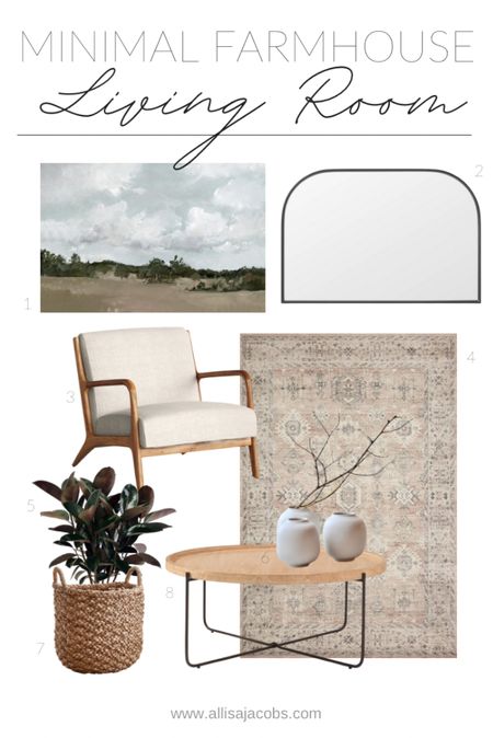 Minimal farmhouse living room home decor for classic , yet modern styling. From vintage inspired rugs to landscape art prints and round coffee tables, these are some of my favorite essentials. 

#LTKhome