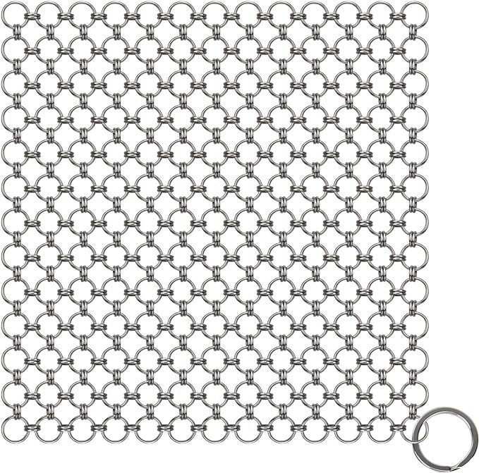 Blisstime Cast Iron Cleaner Premium Stainless Steel Chainmail Scrubber, Square | Amazon (US)