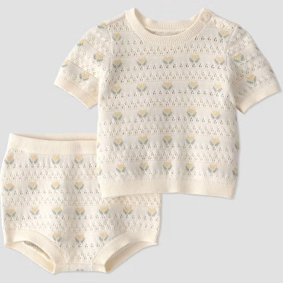 Little Planet by Carter's Baby Girls' Organic 2pc Floral Sweater Set - Ivory Newborn | Target