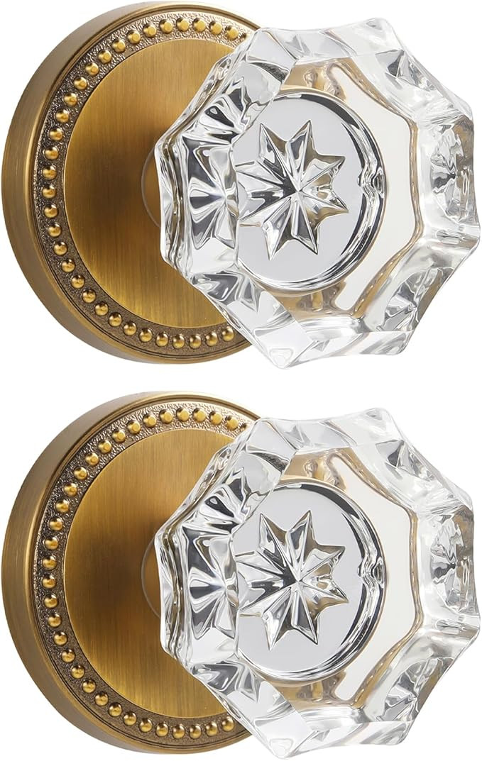 Antique Brass Door Knobs Crystal Door Knob Dummy Door Knobs Glass Interior Dummy Handle Single Si... | Amazon (US)