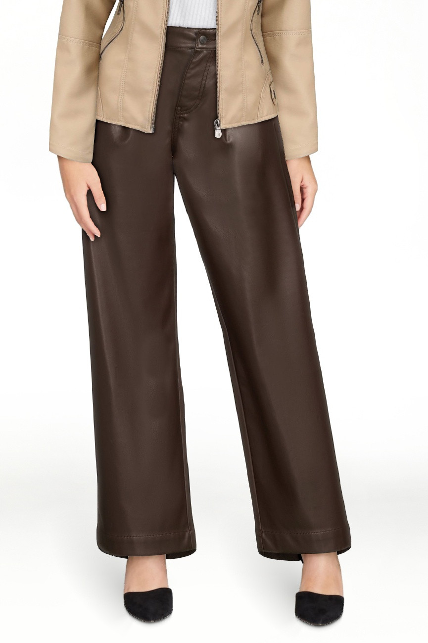 Time and Tru Women's High Rise Faux Leather Wide Leg Trousers – Regular, Short, Long Inseams Av... | Walmart (US)