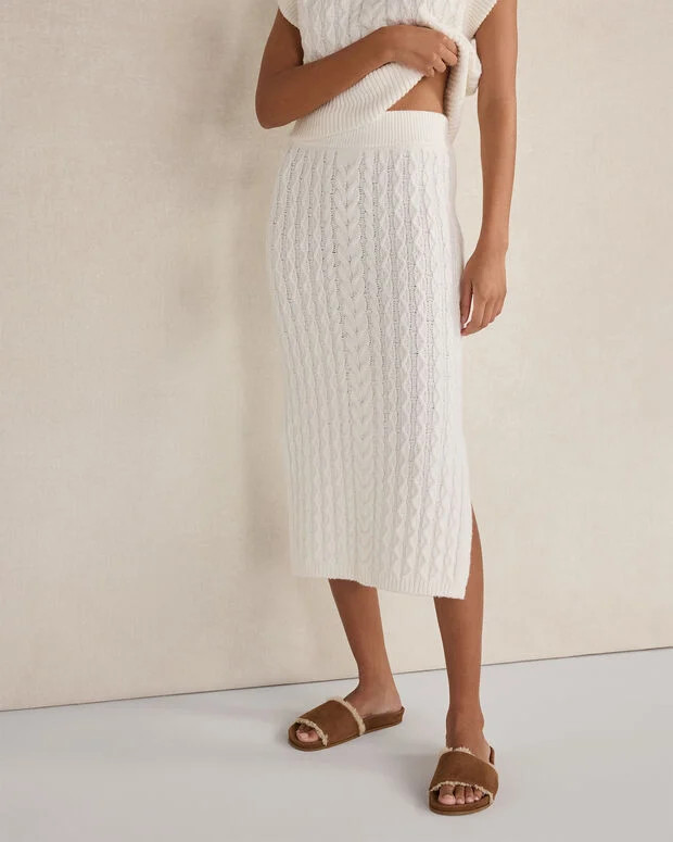Organic Cotton Blend Cable Midi Skirt | Talbots