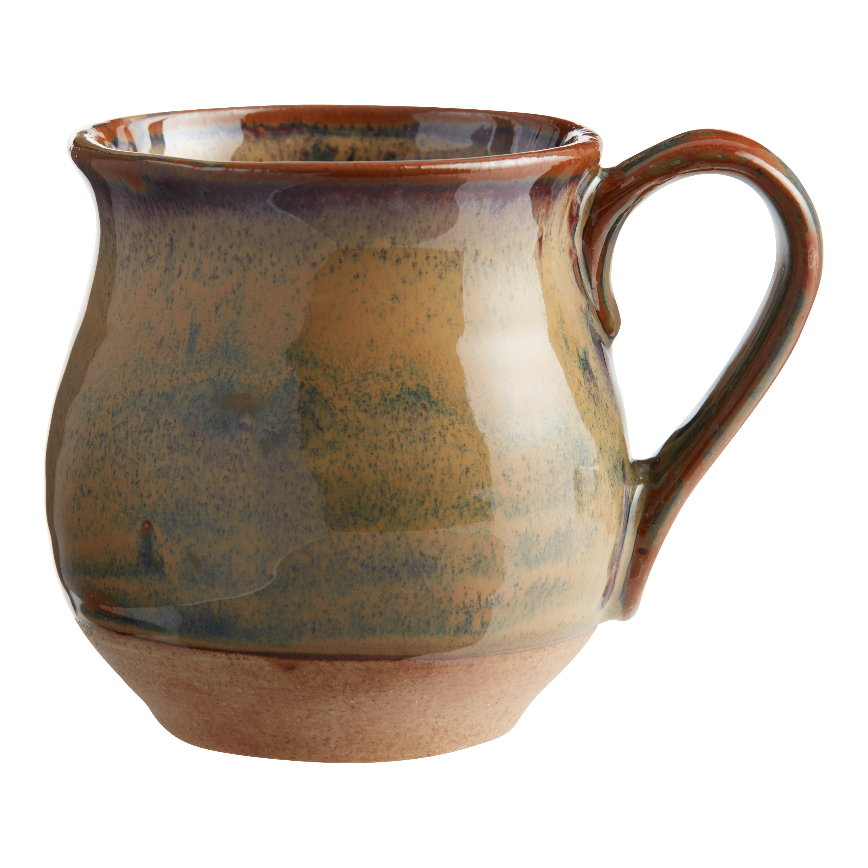 Green And Brown Reactive Glaze Porcelain Belly Mug | World Market