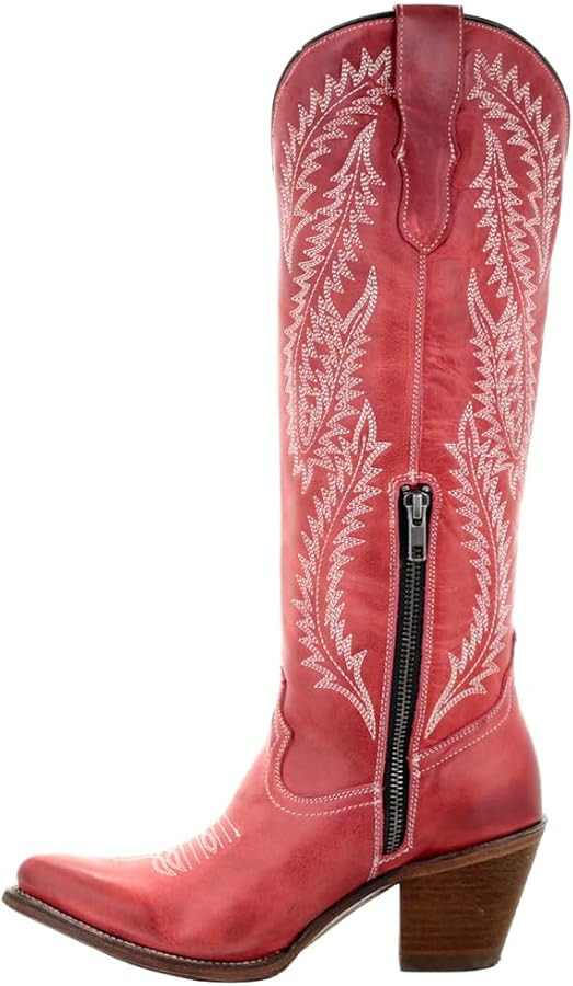 Corral Boots Women's Embroidery Tall Top Snip Toe Western Cowgirl Style Leather Boots | Amazon (US)