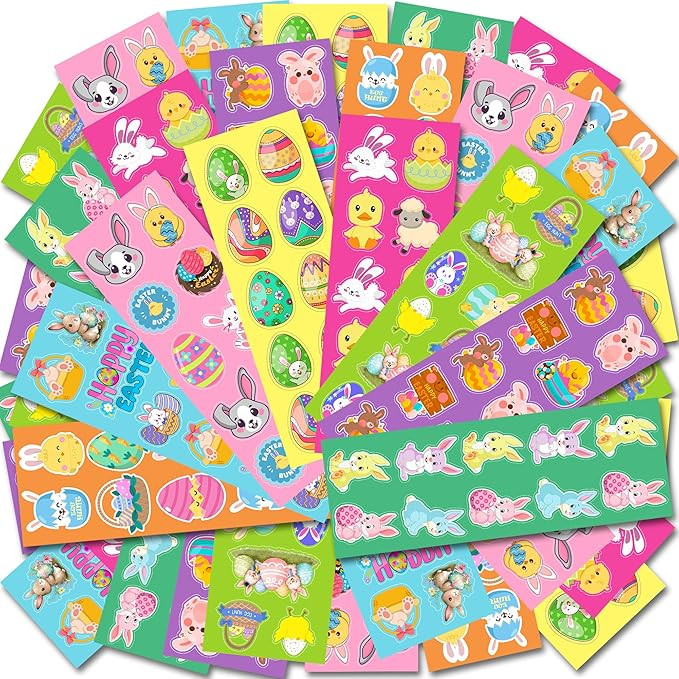 Easter Stickers for Kids - 400 Pcs Easter Basket Stuffers | Easter Gifts Decorations for Egg,East... | Amazon (US)