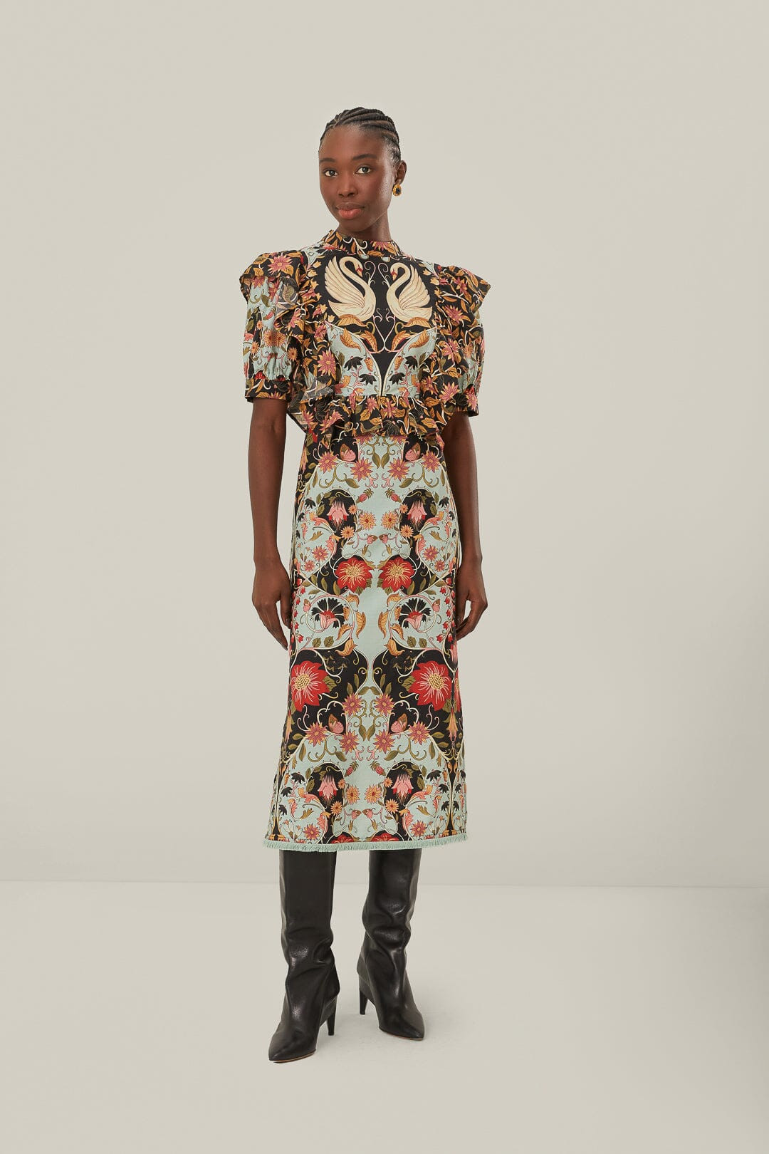 Blue Flowing Beauty Short Sleeve Midi Dress | FarmRio (US)