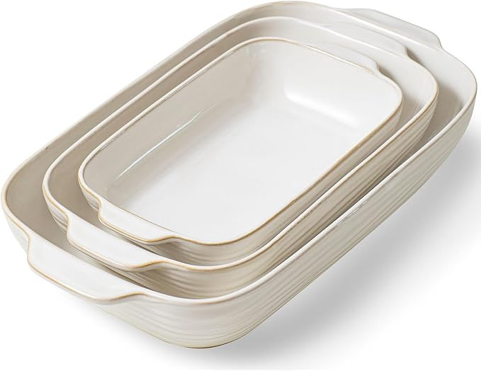 Baking Dish for Oven, Ceramic Casserole Dishes Set for 3, Rectangular Lasagna Pan Deep, Baking Pa... | Amazon (US)
