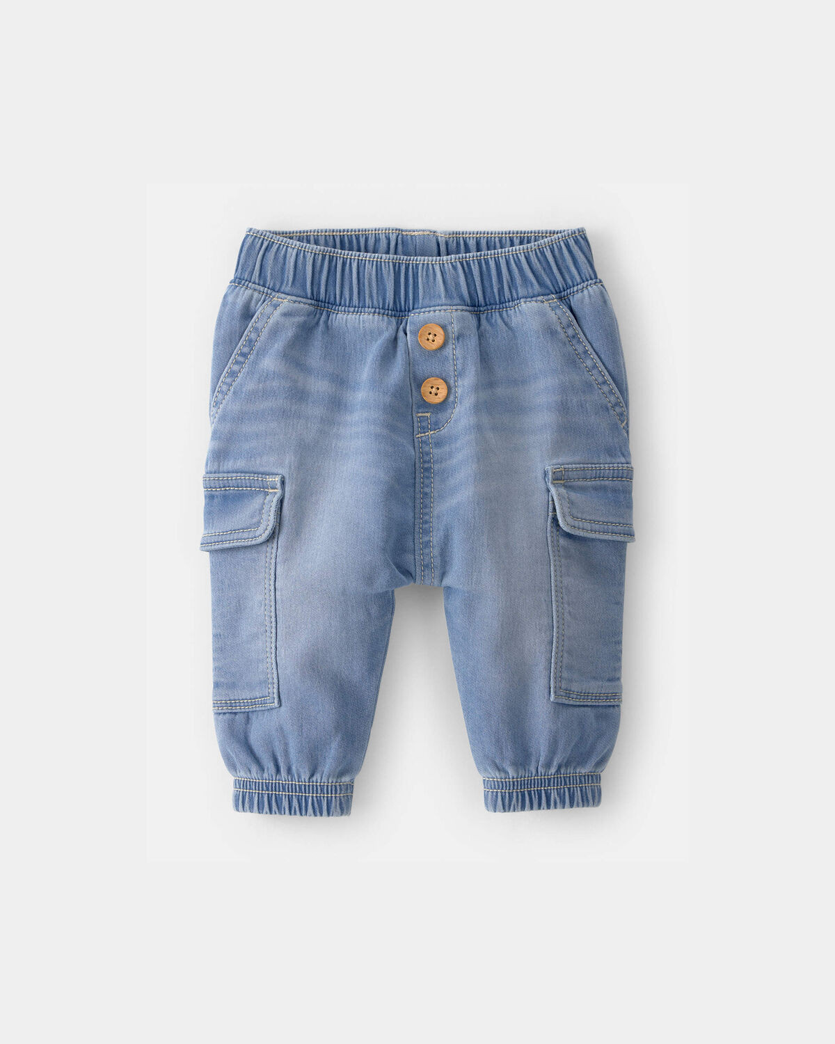 Baby Boy Denim Cargo Pocket Jogger - Light Wash | Carter's Inc
