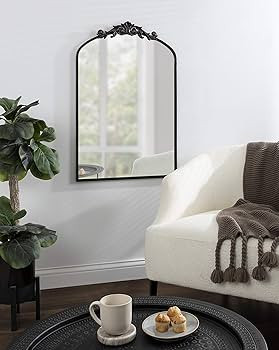 Kate and Laurel Arendahl Traditional Arch Mirror, 24 x 36, Antique Black, Baroque Inspired Wall D... | Amazon (US)