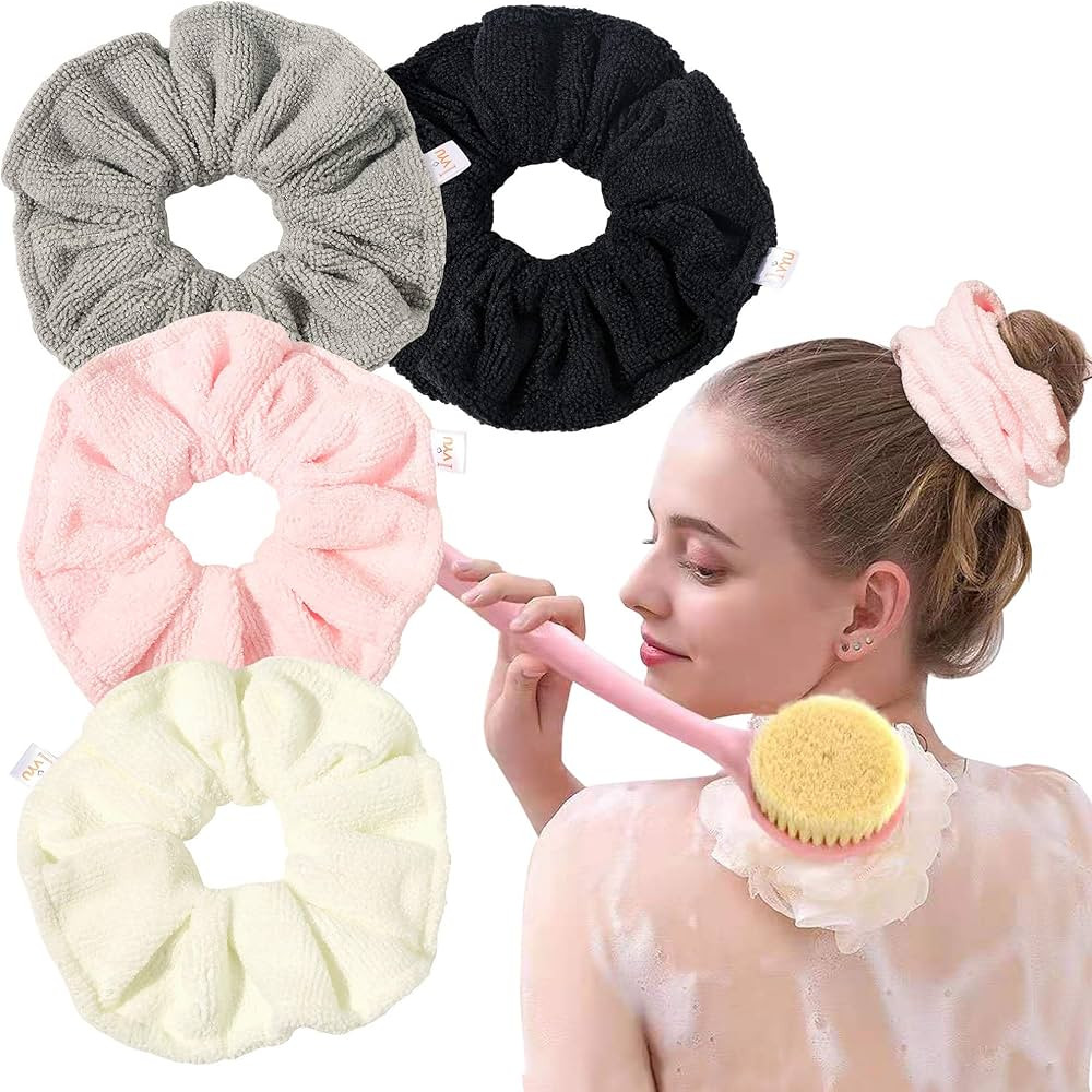 Ivyu Microfiber Hair Drying Scrunchies Towel Fiber Large Big Scrunchie for Curl Hair for Shower W... | Amazon (US)