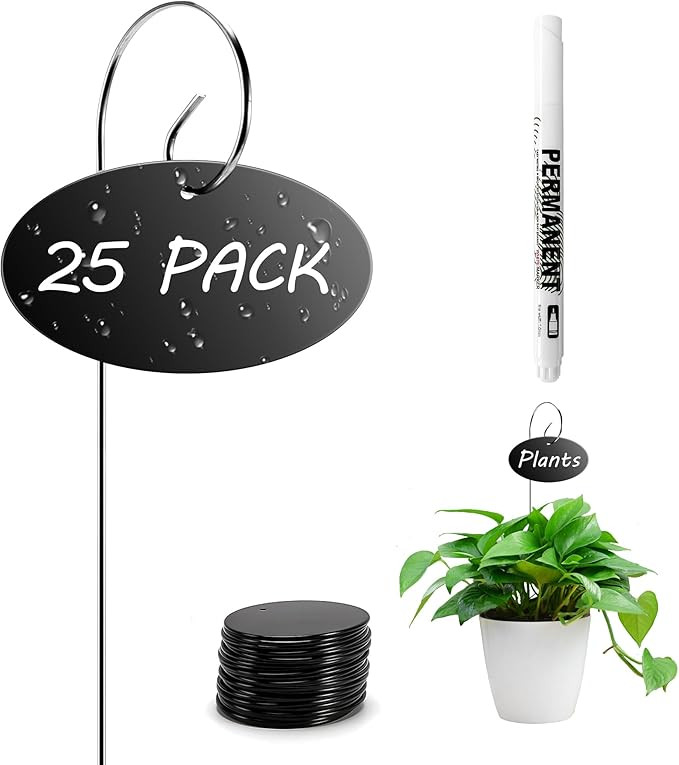 Plant Labels, 25 Pcs Garden Labels Stakes with Pen, Plant Markers for Outdoor Garden, Plant Tags ... | Amazon (US)